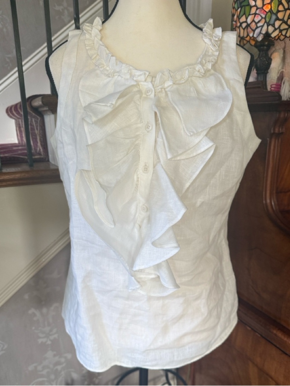 MARINA LUNA LADIES 100% linen blouse excellent condition size medium - Picture 2 of 7